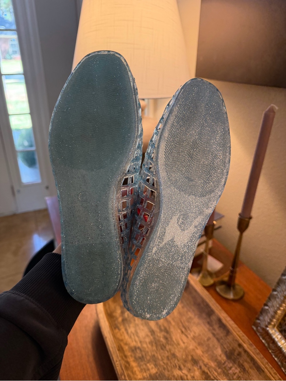 Light Blue Woven Jelly Flats for Women - Picture 2 of 2